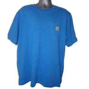 Carhartt T-Shirt Men L Short Sleeve Loose Fit Pocket Logo K87-M Casual Work Blue